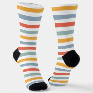 Fette Retro-70er-Jahre-Horizontalstreifen Orange T Socken