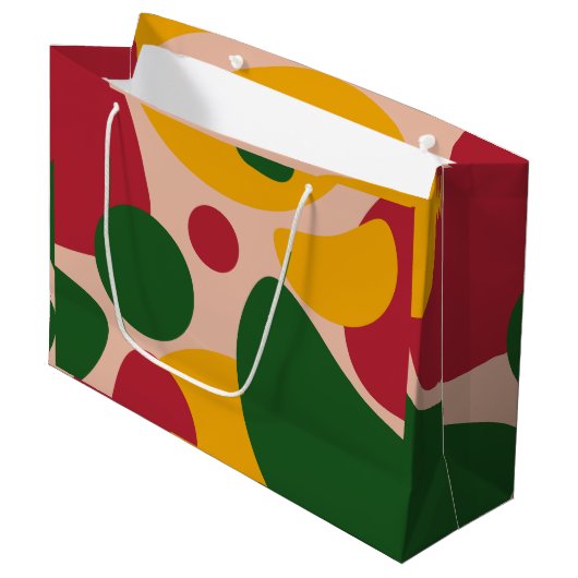 Fette Retro-Abstrakt-Formen-Muster Große Geschenktüte (Vorderseite Schrägansicht)