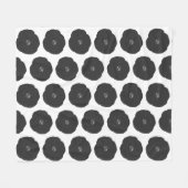 Fette Retro Blume Muster in Schwarz und Weiß Fleecedecke (Vorderseite (Horizontal))