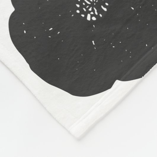 Fette Retro Blume Muster in Schwarz und Weiß Fleecedecke (Ecke)