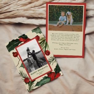 Fette Retro-Christmas-Grünpflanzen-Foto Feiertagskarte