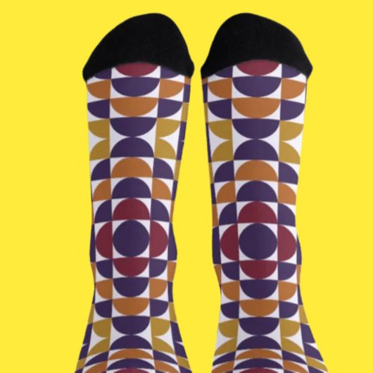 Fette Retro Circles Crew Socken | Farbige Geometri