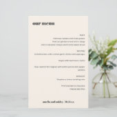 Fette Retro-Elfenbein-Hochzeitsempfangs-Menükarte (Stehend Vorderseite)