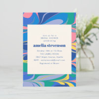 Fette Retro-Marmor-Wirbel Blaue Hochzeitsdusche Pa