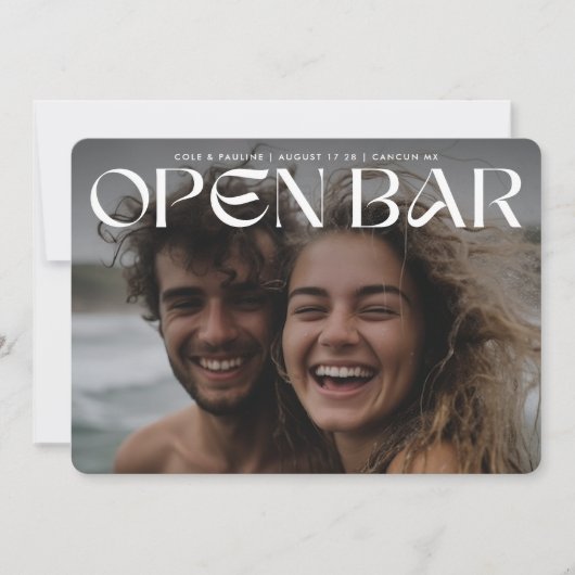 Fette Retro-Moderne Open-Bar-Fullbleed-Foto-Hochze Save The Date (Vorderseite)