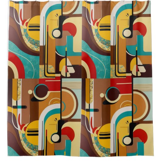 Fette Retro-Muster | Farben des Mittelalters Duschvorhang (Vorderseite)
