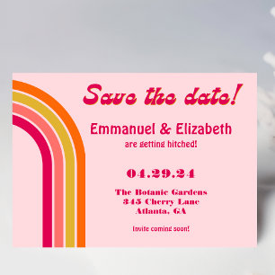 Fette Retro-Pastell-Pink-, Hot-Pink- und Orange-Ho Save The Date
