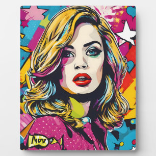 Fette Retro-Pop-Art-Porträt Fotoplatte