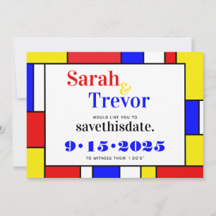 Fette Retro-Primärfarben Geometrisch Save The Date