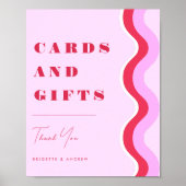Fette Retro Wave Pink und Red Cards & Gifts Weddin Poster (Vorne)