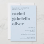 Fette Retro-Weiche Blaue Einfache Süße Bat Mitzvah Einladung (Vorderseite)