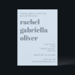 Fette Retro-Weiche Blaue Einfache Süße Bat Mitzvah Einladung<br><div class="desc">Diese persönliche Bat Mitzvah-Einladung bietet einen weichen eisblauen Hintergrund mit moderner Typografie und einem sauberen, strukturierten Layout für die Veranstaltungsdetails. Sie ist für zeitgenössische Feiern konzipiert und eignet sich für Zeremonien und Empfänge jeder Größe. Die kühle staubige blaue Farbe passt leicht zu passendem Schreibwaren und Dekorationsstücken. Eine einfache, polierte Möglichkeit,...</div>