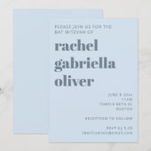 Fette Retro-Weiche Blaue Einfache Süße Bat Mitzvah Einladung (Vorne/Hinten)