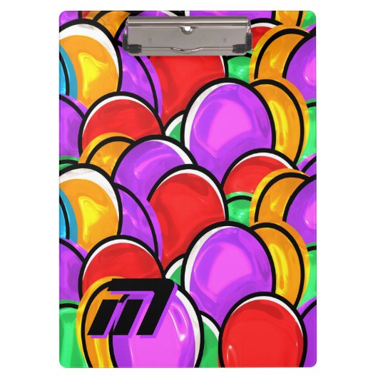 Fette Retro-Wellige Pop-Art-Personalisierte-Initia Klemmbrett (Vorderseite)