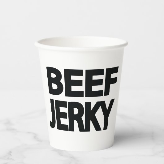 Fette Rindfleisch-Trockenfleisch-Typografie  Pappbecher (Vorderseite)