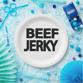 Fette Rindfleisch-Trockenfleisch-Typografie Pappteller