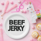 Fette Rindfleisch-Trockenfleisch-Typografie Pappteller (Party)