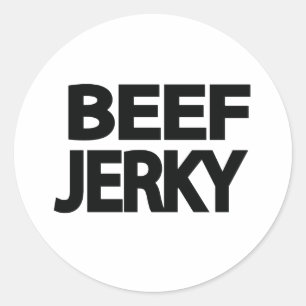 Fette Rindfleisch-Trockenfleisch-Typografie  Runder Aufkleber