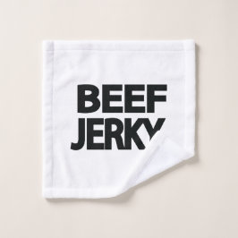 Fette Rindfleisch-Trockenfleisch-Typografie Waschlappen