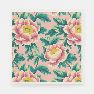 Fette rosa Chinoiserie-Blumen-Papier-Serviette Serviette