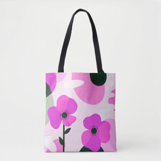 Fette rosa florale moderne Tote-Tasche Tasche (Vorderseite)