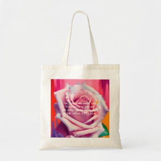 Fette rosa Rose in Blütenform Gedicht Bohemian Art Tragetasche