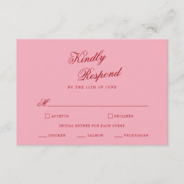 Fette rosa rote minimalistische Schrift Hochzeits- Begleitkarte