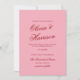Fette rosa rote minimalistische Schrift Hochzeitse Einladung