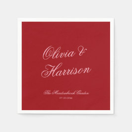 Fette Rosa Rote Minimalistische Schrift Hochzeitss Serviette