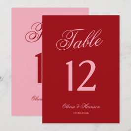 Fette rosa rote Schrift Hochzeitstisch Nummer Einladung