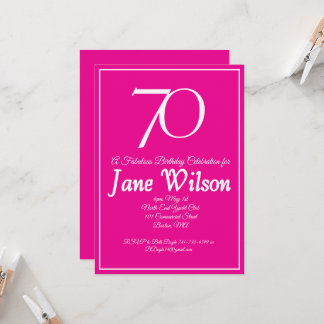 Fette rosa Typografie 70. und fantastischer Geburt Einladung