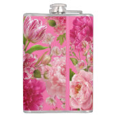 Fette rosa und grüne florale Monogramm-Party-Flasc Flachmann (Rückseite)