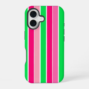 Fette rosa und grüne Streifen iPhone 16 Hülle