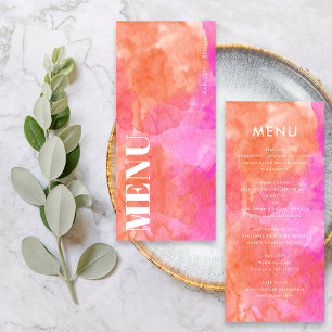 Fette rosa und orangefarbene abstrakte Aquarell-Ho Menükarte