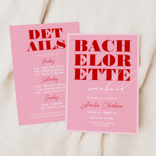 Fette rosa und rote Junggesellinnenabschieds-Woche Einladung