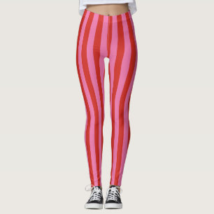 Fette rosa und rote Zirkus-Spaßhaus-Streifen Leggings