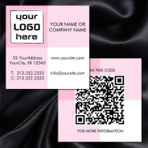 Fette rosa weiße Gingham-Quadrate Logo QR-Code