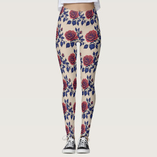 Fette rot gemalte Rosen Leggings