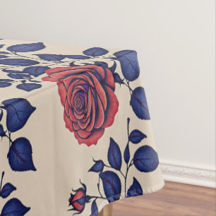 Fette rot gemalte Rosen Tischdecke