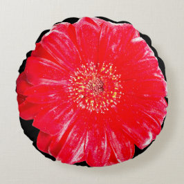 Fette rote Gerbera-Daisy-Rundkissenhülle Rundes Kissen