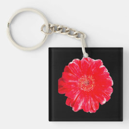 Fette rote Gerbera-Daisy-Schwarze Acryl-Schlüssela Schlüsselanhänger