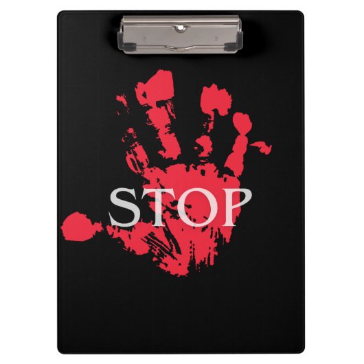 Fette rote Handabdruck "STOP" Warnsymbol – Activis Klemmbrett (Vorderseite)