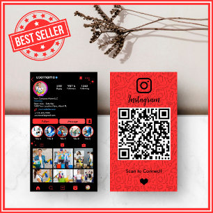 Fette rote Hausmeister Instagram QR Visitenkarte