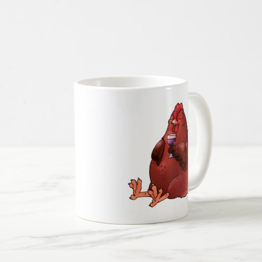 Fette rote Henne mit Wein Kaffeetasse (VorderseiteRechts)