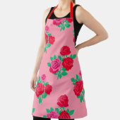 Fette rote Rose auf lebendiger rosa Schürze (InSitu)