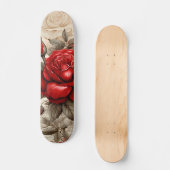Fette rote Rose Dekupage inspirierte Collage Skateboard (Vorderseite)