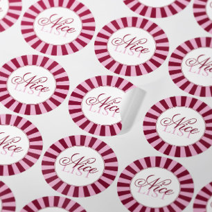 Fette rote Streifen-Schöne-Liste-Weihnachtsfeier-A Runder Aufkleber