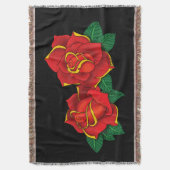 Fette rote traditionelle Rosen-Tätowierung Schwarz Decke (Vorderseite Vertikal)