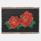 Fette rote traditionelle Rosen-Tätowierung Schwarz Decke (Vorderseite)