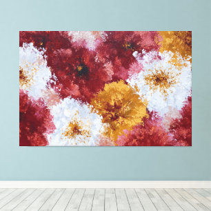 Fette rote und gelbe florale abstrakte Wandkunst Leinwanddruck